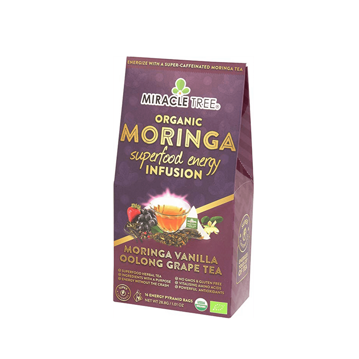 Organic Moringa Energy Tea - Grape Vanilla - Natural Coffee
