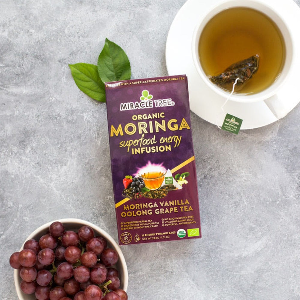 Organic Moringa Energy Tea - Grape Vanilla - Natural Coffee